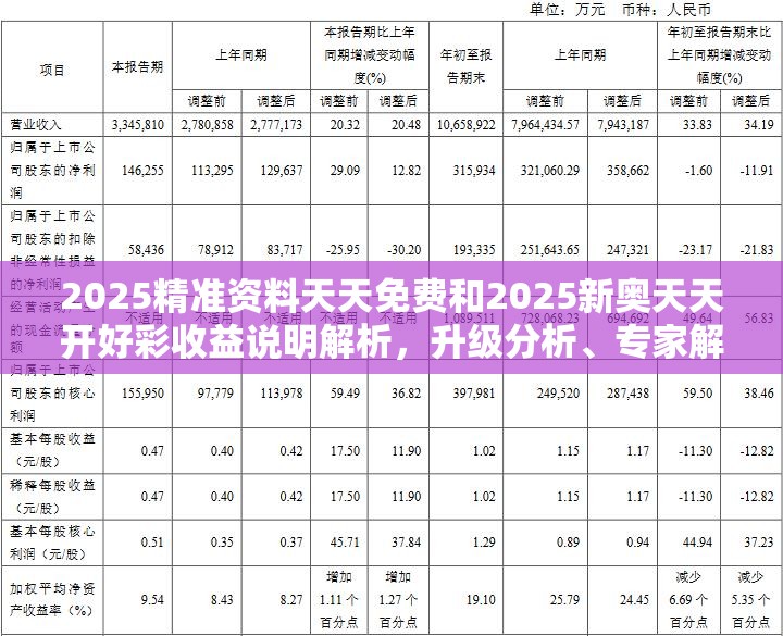 2025精准资料天天免费和2025新奥天天开好彩收益说明解析，升级分析、专家解读解释与落实,谨防华而不实包装