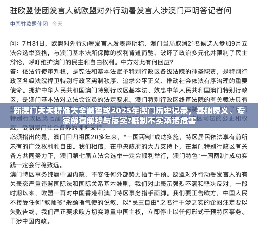 新澳门天天精准大全谜语或2025年澳门历史记录，基础释义、专家解读解释与落实?抵制不实承诺危害